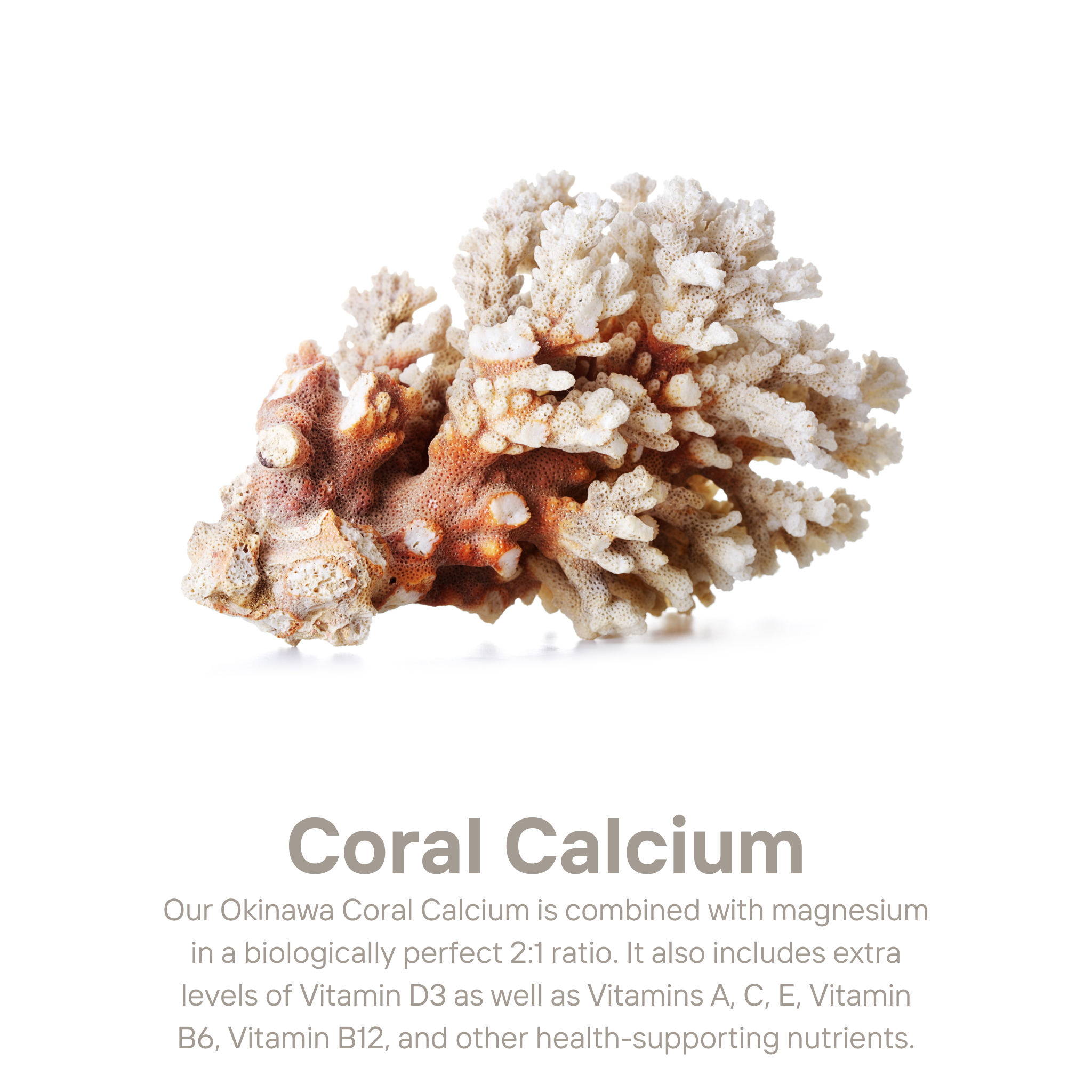 Suplementos de calcio de coral de Okinawa - Salud ósea inmune y de apoyo con magnesio, zinc, potasio, vitaminas y minerales